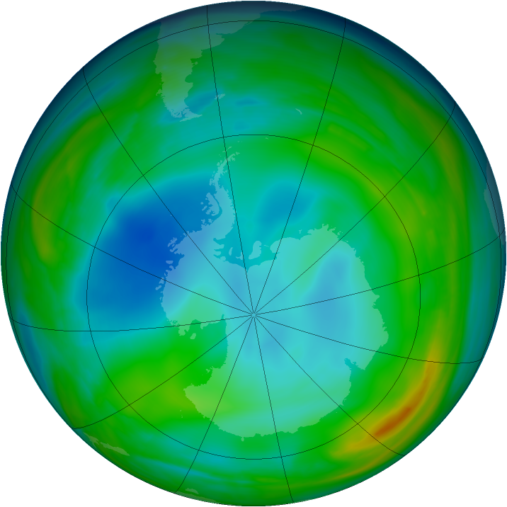 Antarctic ozone map for 25 June 2005